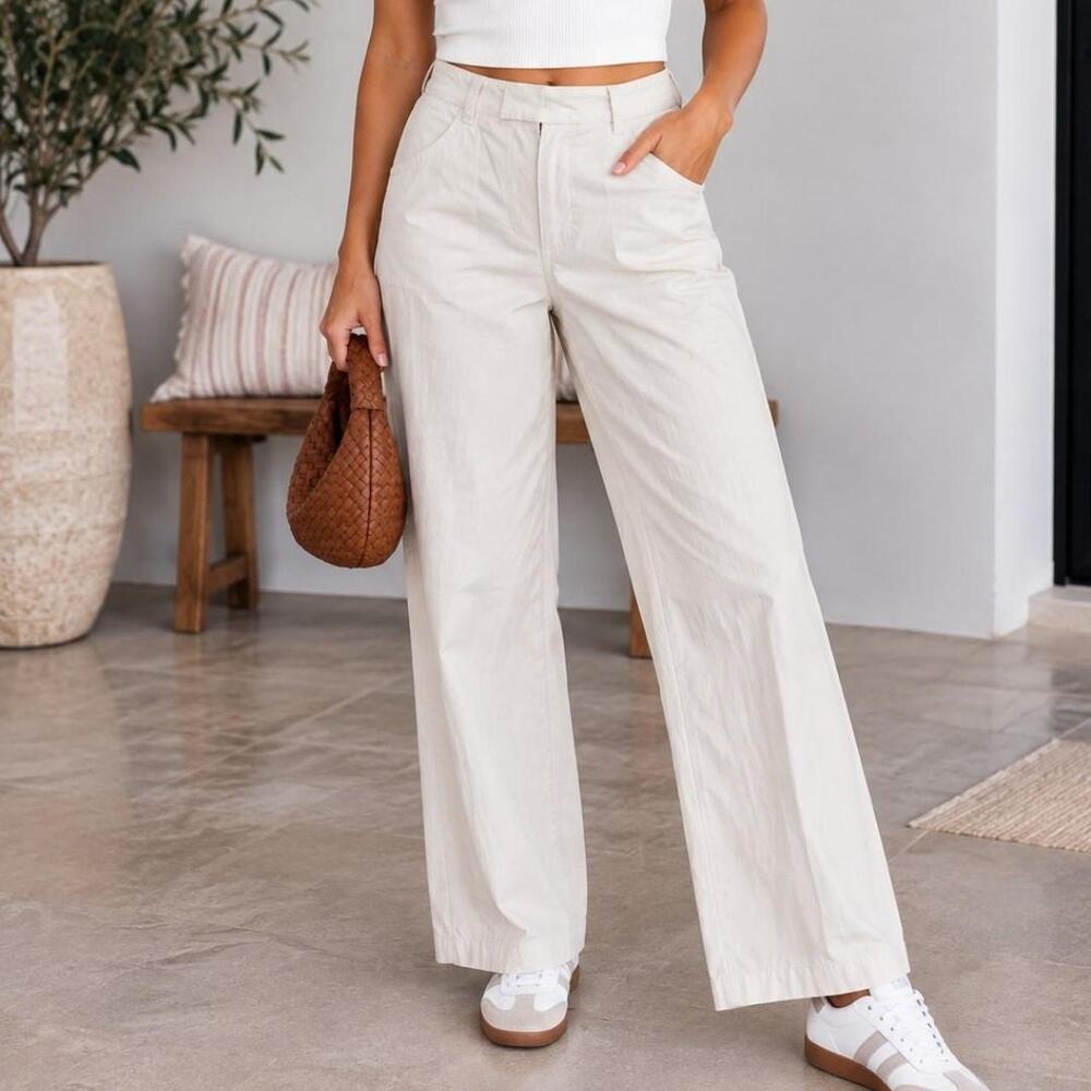 LOFT cream wide-leg pants, size 12.